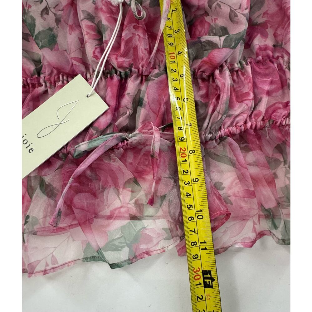 JOIE Polyester Floral Cropped Lightweight Ruched Spring Top Size Large - Picture 10 of 13